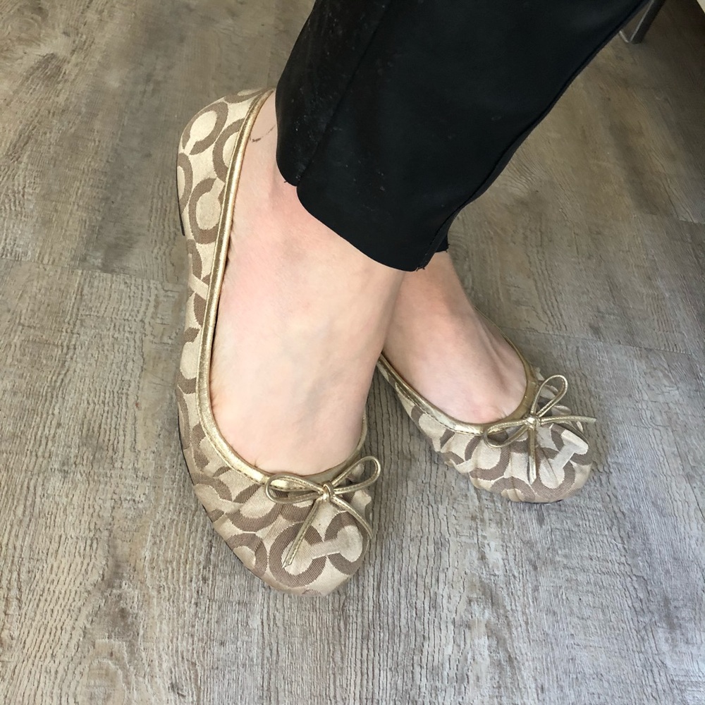 COACH | Gold and Tan Flats